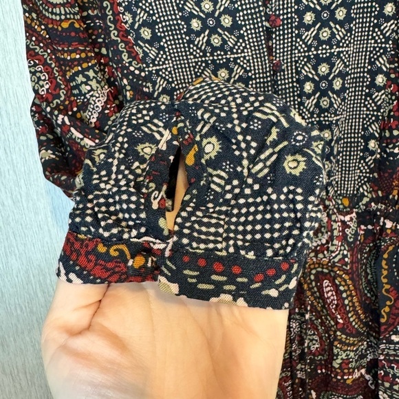 🎯 Knox Rose Maxi Dress Womens Large Night Sky Paisley Button Front Boho Cottage - Picture 8 of 9